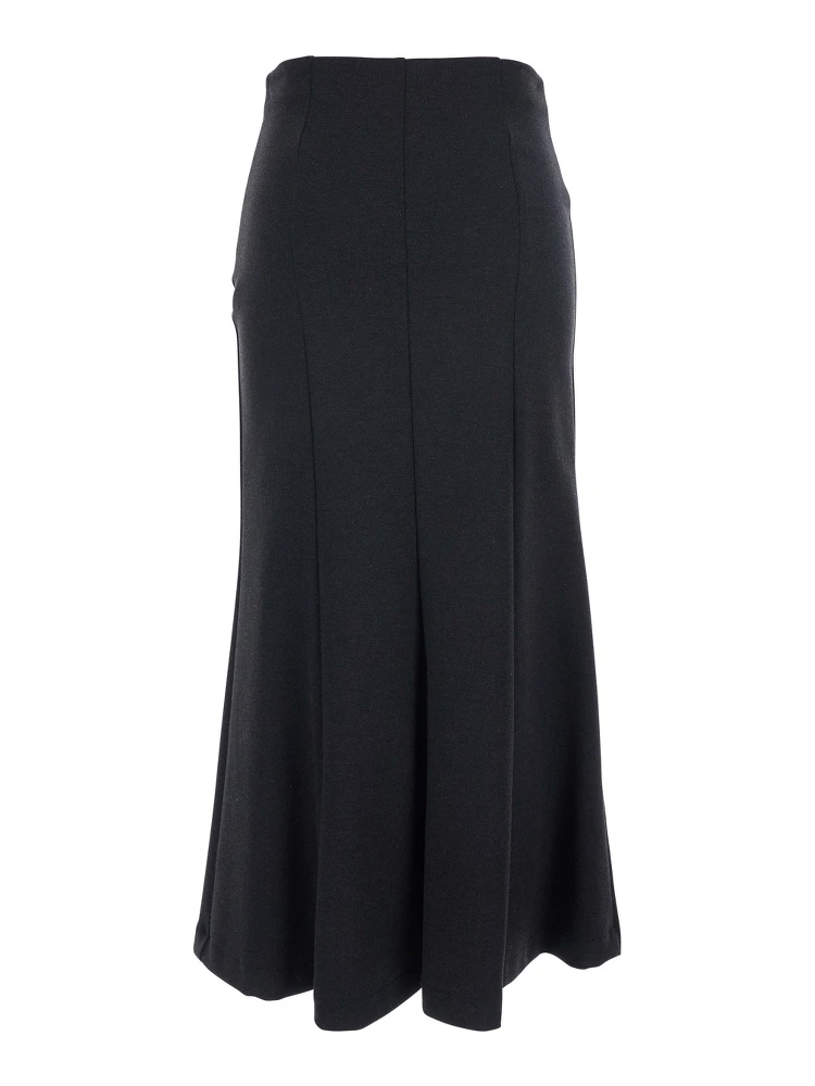 Grey Long Skirt with Pleated Details and Side Concealed Zip Closure in Viscose Blend Stretch Woman alternative