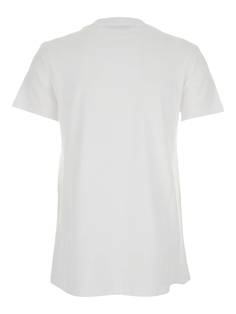 White Crewneck T-Shirt with Tonal Logo on the Front in Cotton Woman