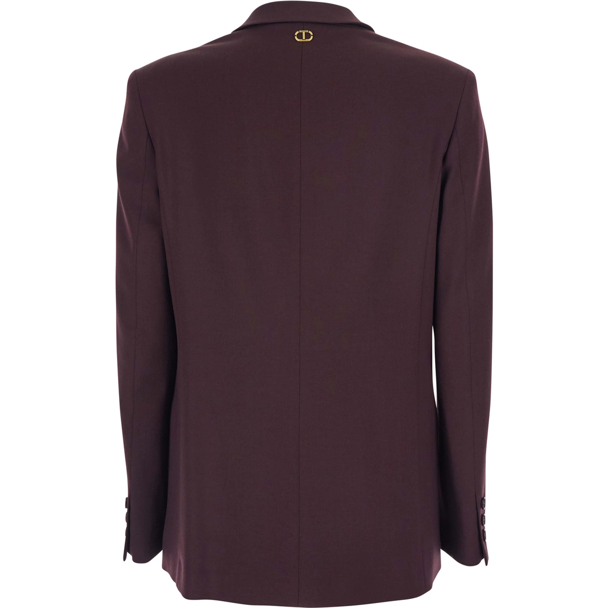 Bordeaux Double-Breasted Jacket with Classic Lapels in Wool and Fabric Blend Woman