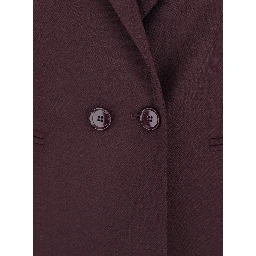 Bordeaux Double-Breasted Jacket with Classic Lapels in Wool and Fabric Blend Woman