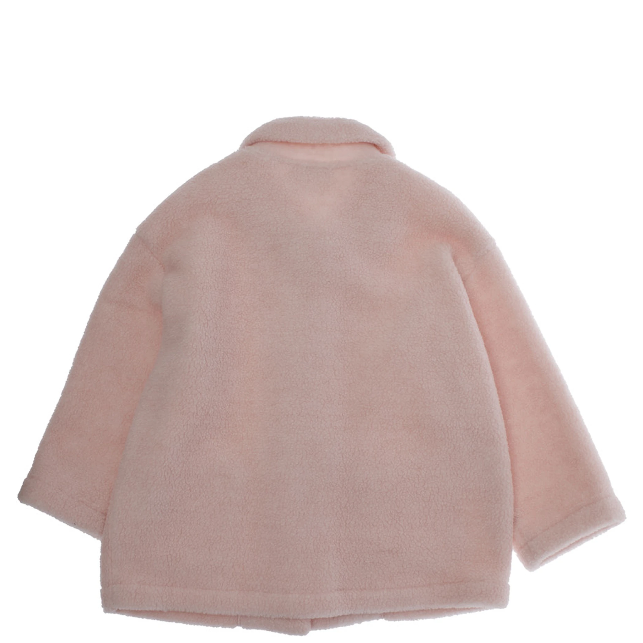 Pink Coat with Classic Collar and Logo Lettering Embroidery on the Sleeve in Tech Fabric Girl