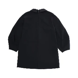 Black Dress with Beaded Collar and Rear Zip Closure in Tech Fabric Stretch Girl