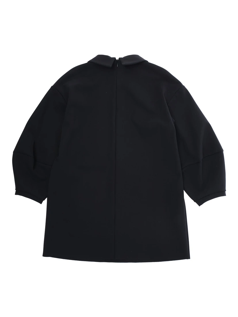 Black Dress with Beaded Collar and Rear Zip Closure in Tech Fabric Stretch Girl