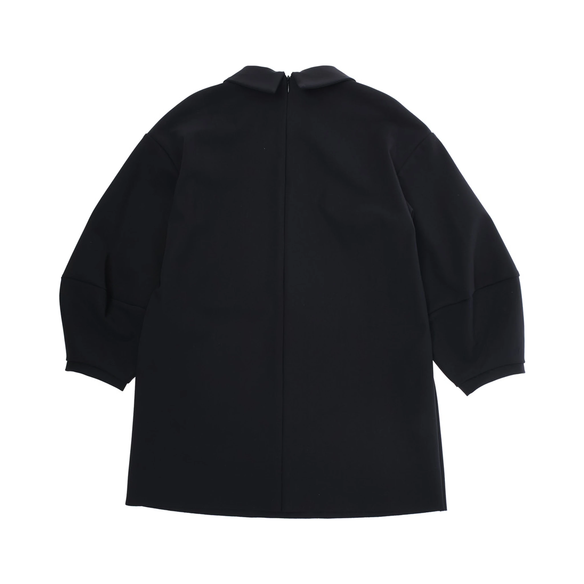 Black Dress with Beaded Collar and Rear Zip Closure in Tech Fabric Stretch Girl