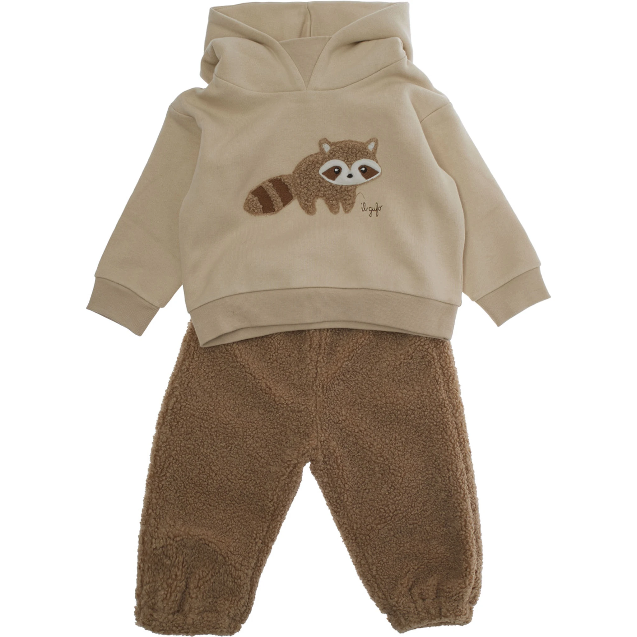 Brown Suit with Embroidery on the Front in Cotton Baby