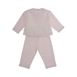 Pink Crewneck Suit with Front Zip Closure in Cotton Stretch Baby