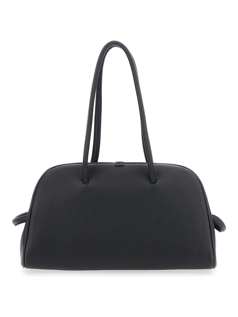 Le Turismo Black Handbag with Two Round Handles in Grained Leather Woman