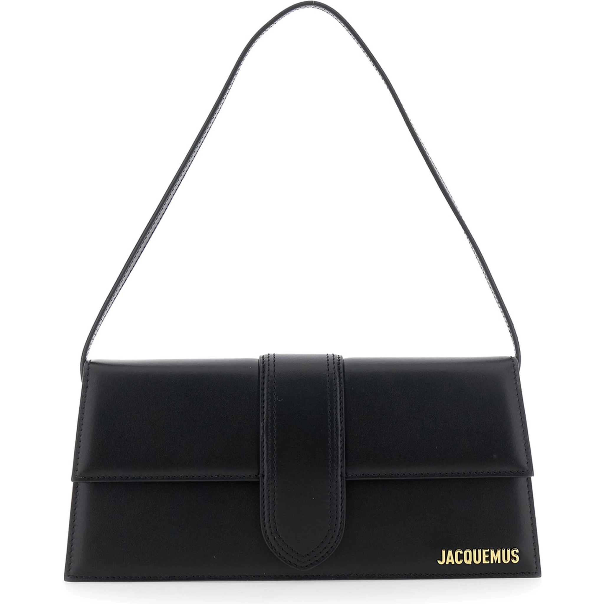 Le Bambino Long Black Shoulder Bag with Removable Shoulder Strap in Leather Woman
