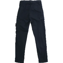Blue Pants with Belt Loops and Logo Patch on the Front in Cotton Stretch Boy