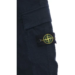 Blue Pants with Belt Loops and Logo Patch on the Front in Cotton Stretch Boy