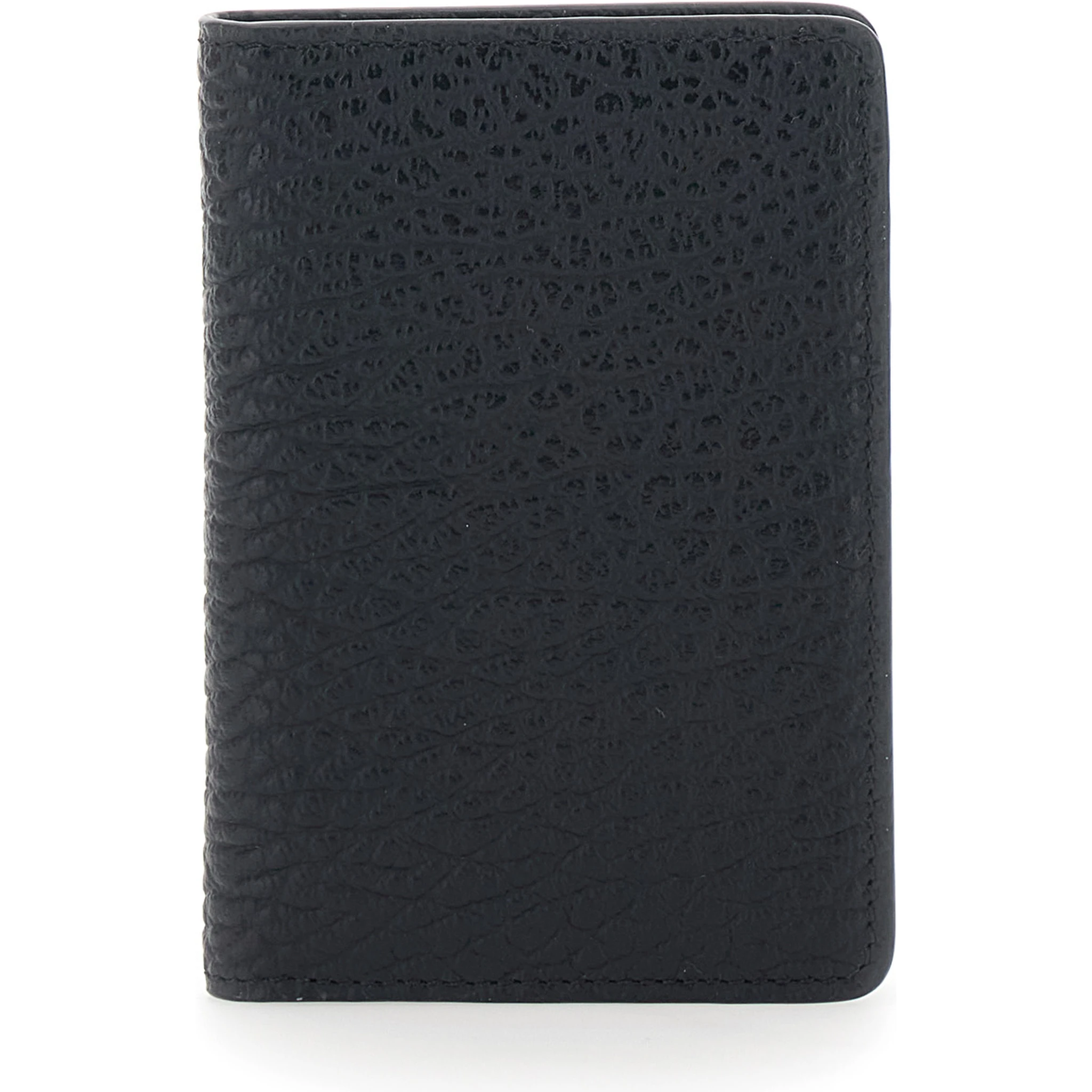 Black Wallet with Four Rear Stitchings in Leather Woman