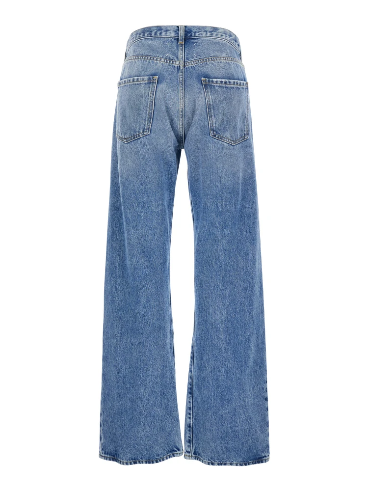 Light Blue Five-Pocket Jeans with Bleach Effect in Cotton Denim Woman alternative