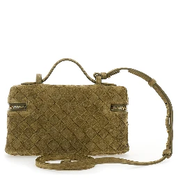 Green Vanity Case with Intreccio Motif in Suede Woman