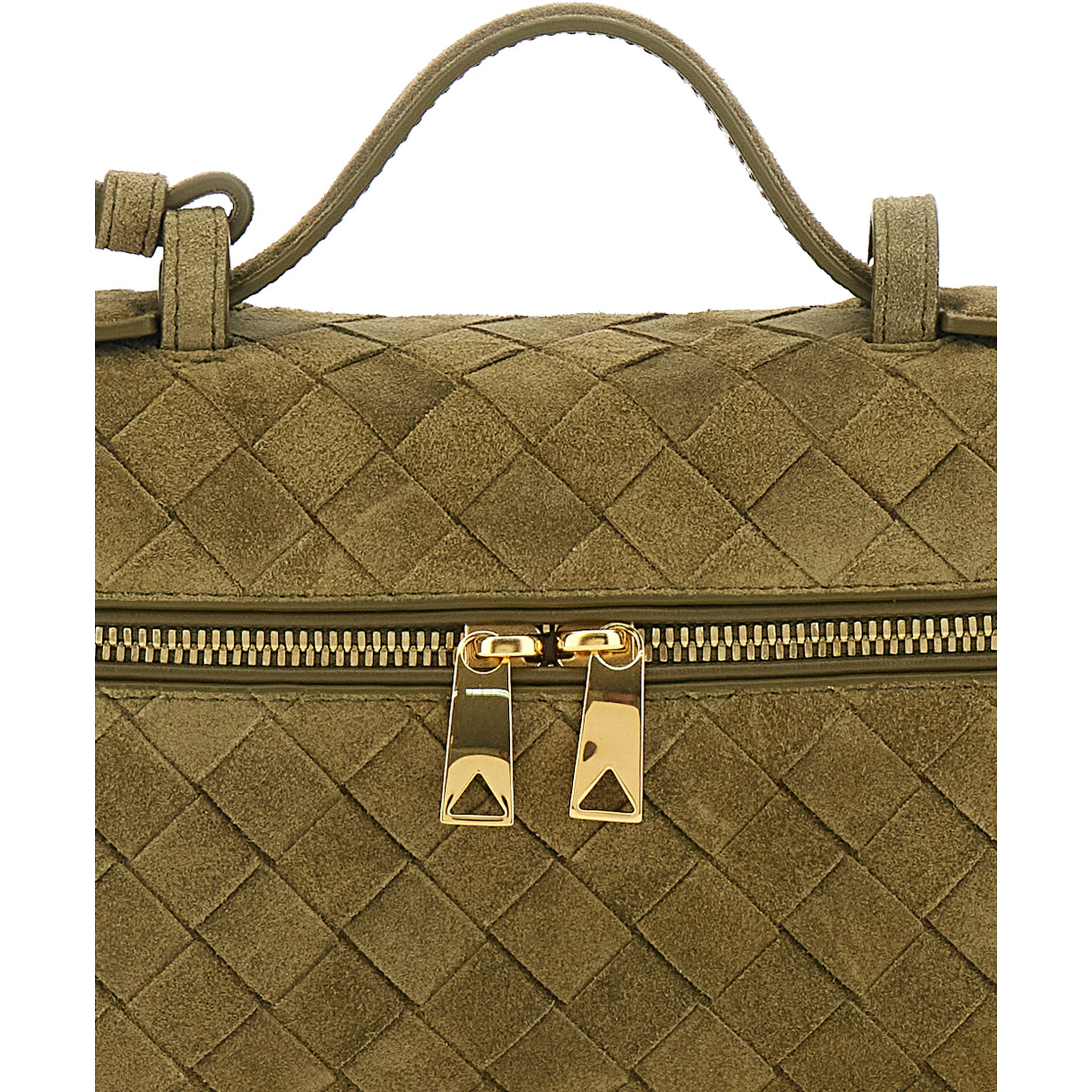 Green Vanity Case with Intreccio Motif in Suede Woman