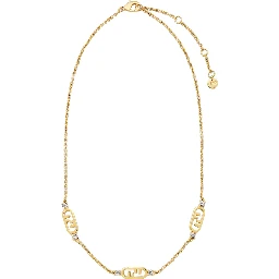 Gold-Colored Chain Necklace with FF Pendant in Bronze Woman