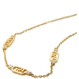 Gold-Colored Chain Necklace with FF Pendant in Bronze Woman