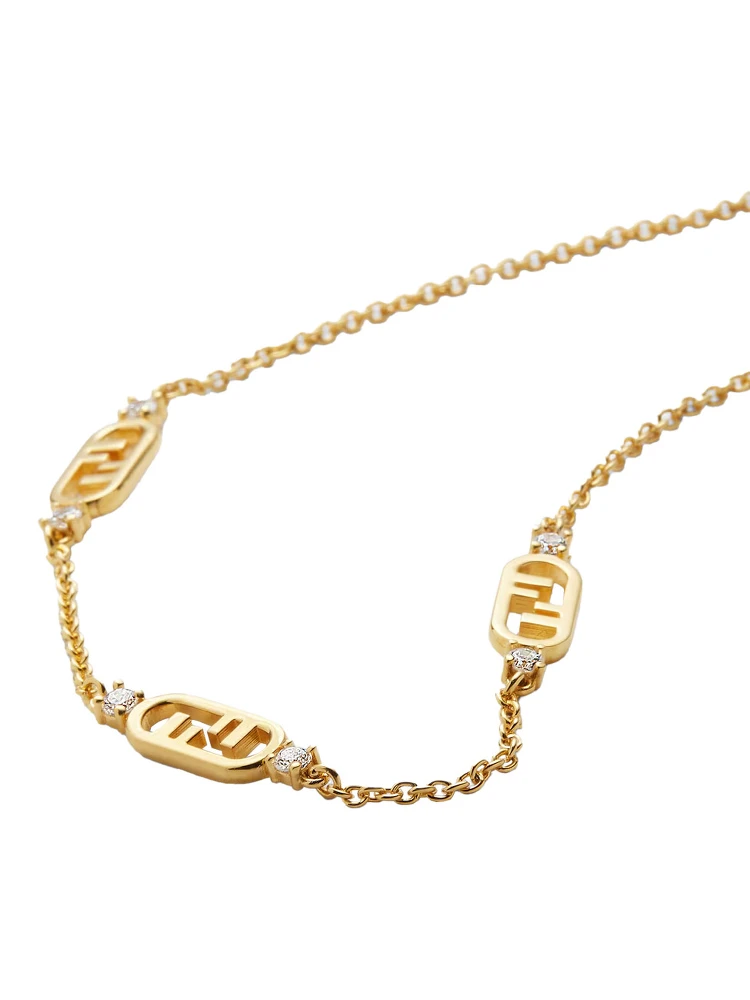 Gold-Colored Chain Necklace with FF Pendant in Bronze Woman alternative