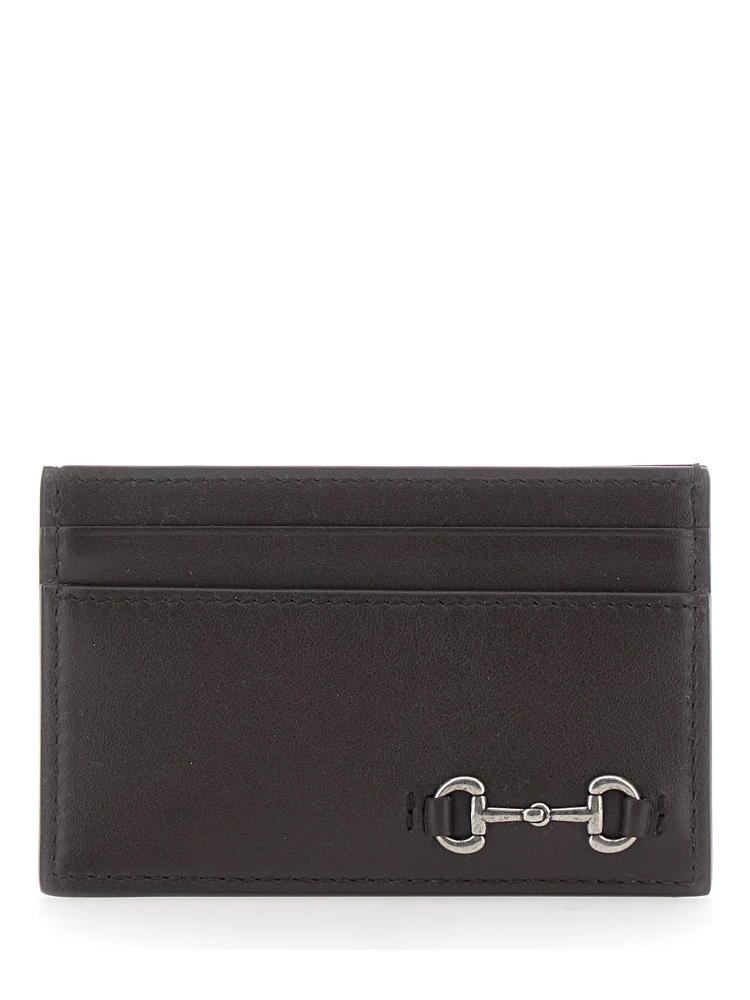 Brown Card Holder with Horsebit on the Front in Leather Man