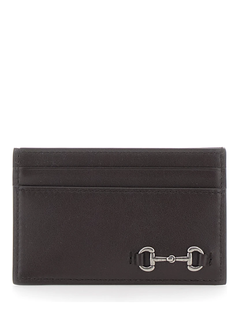 Brown Card Holder with Horsebit on the Front in Leather Man