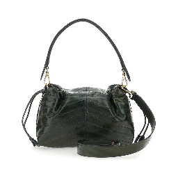 Mamma Baguette Medium Green Shoulder Bag with FF Closure on the Front in Leather Woman