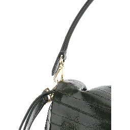 Mamma Baguette Medium Green Shoulder Bag with FF Closure on the Front in Leather Woman