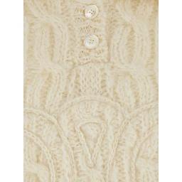 White Sweater with Classic Collar and Triomphe Logo Embroidered on the Front in Mohair and Wool Blend Woman