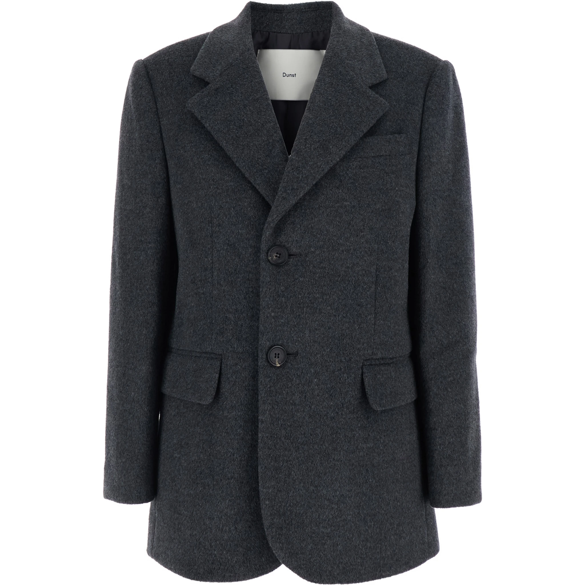 Grey Single-Breasted Jacket with Notched Revers in Cashmere Woman