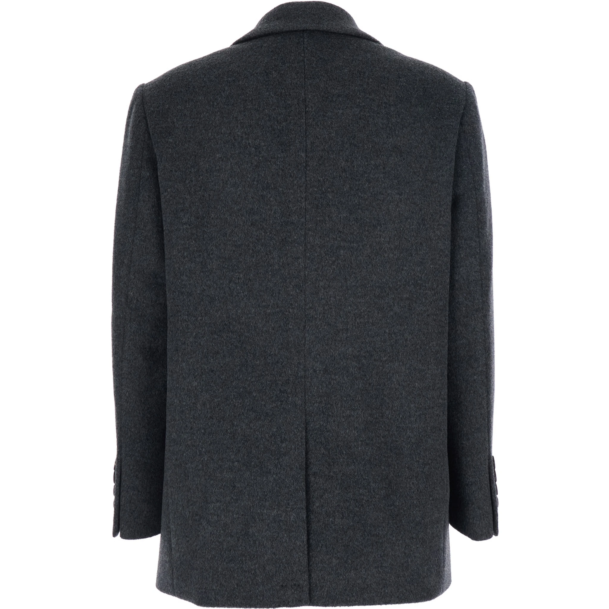 Grey Single-Breasted Jacket with Notched Revers in Cashmere Woman