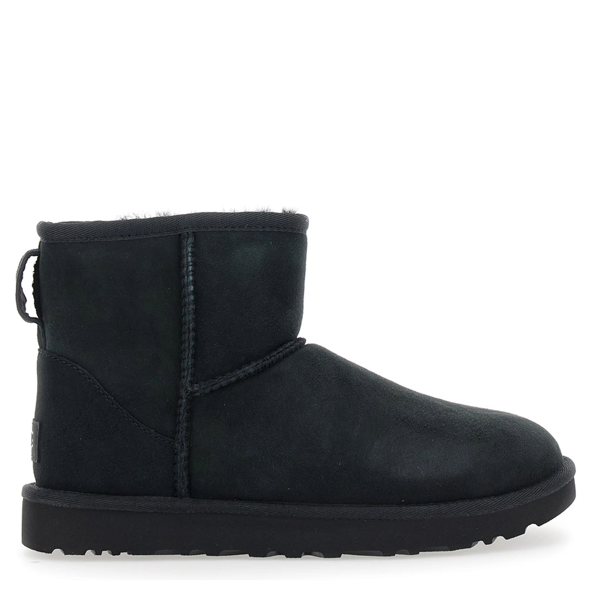 Classic Mini Black Ankle Boots with Logo Patch on the Rear in Suede Woman
