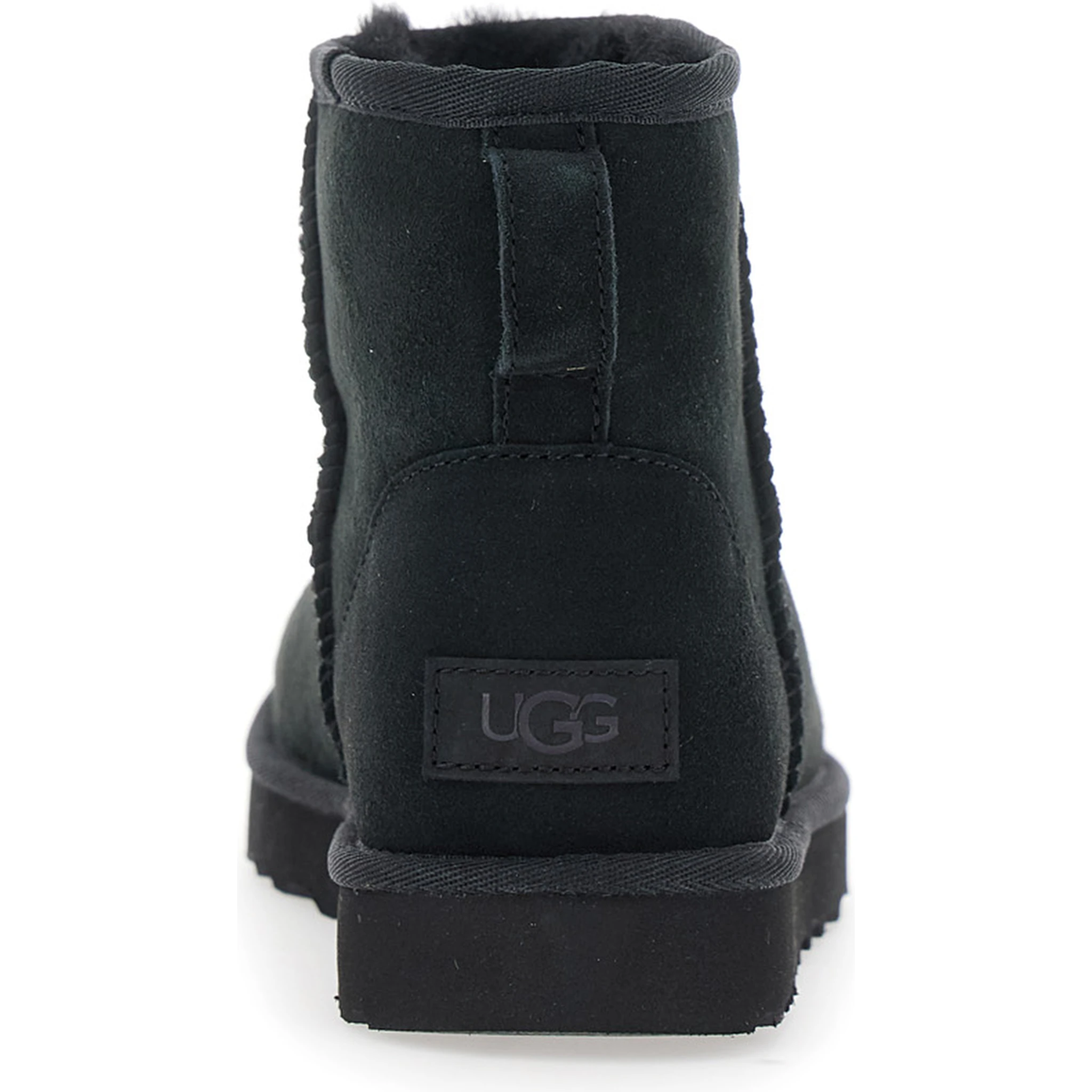 Classic Mini Black Ankle Boots with Logo Patch on the Rear in Suede Woman
