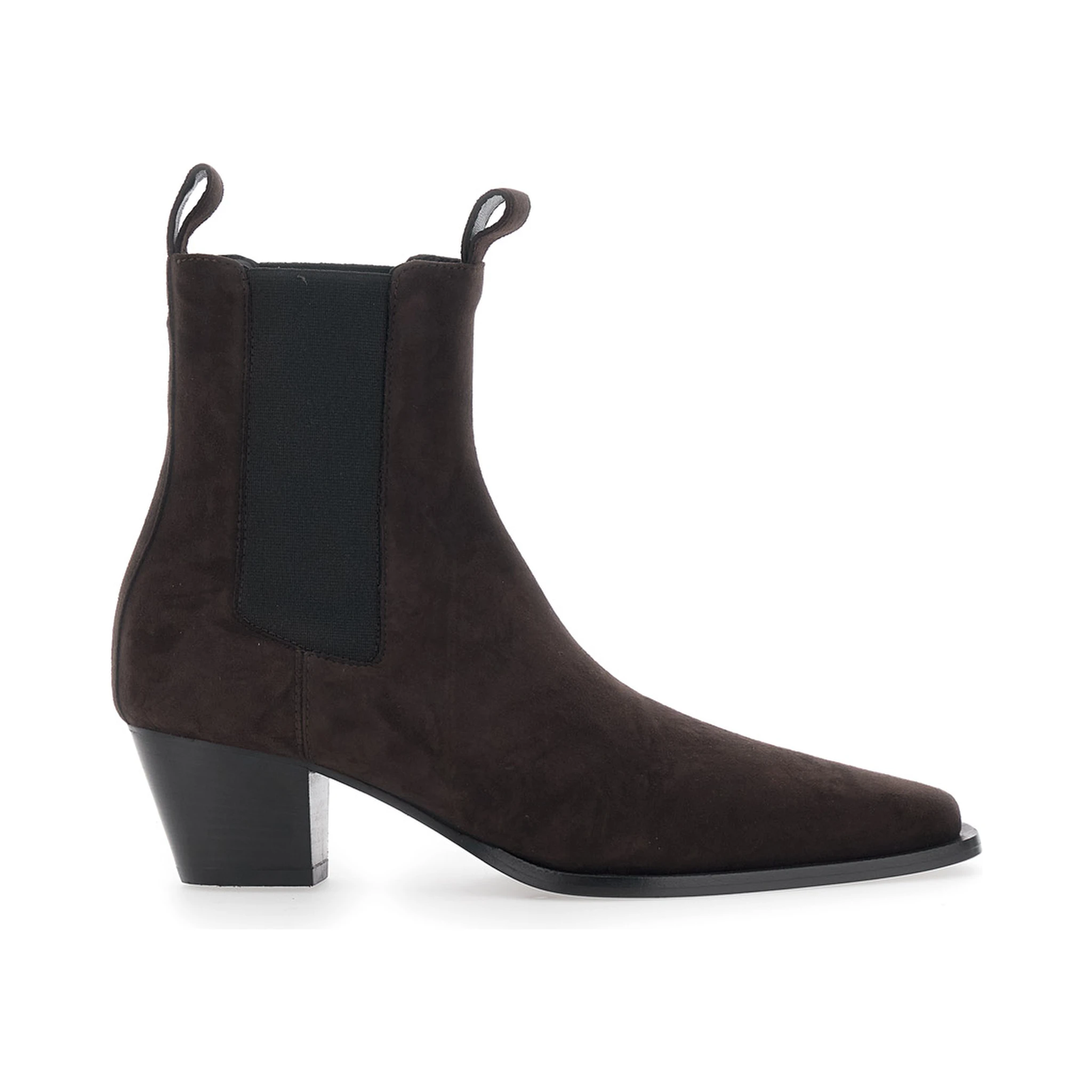 Brown Ankle Boots with High and Side Elastic Bands in Suede Woman