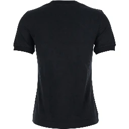 Black T-Shirt with Logo Decorated with Crystals on the Front in Cotton Woman