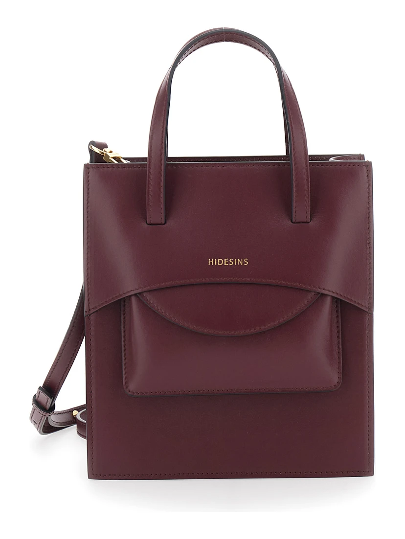 Flap J Red Handbag with One Front Flap Pocket and Adjustable and Removable Shoulder Strap in Leather Woman