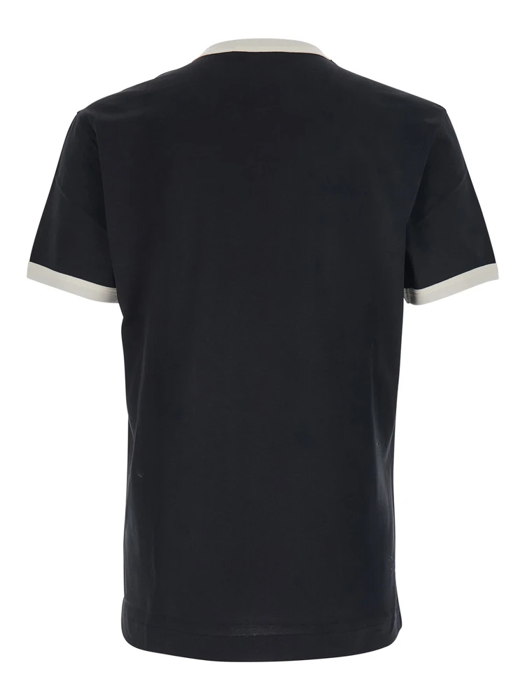 Black Crewneck T-Shirt with Logo Embroidery on the Front in Cotton Man alternative