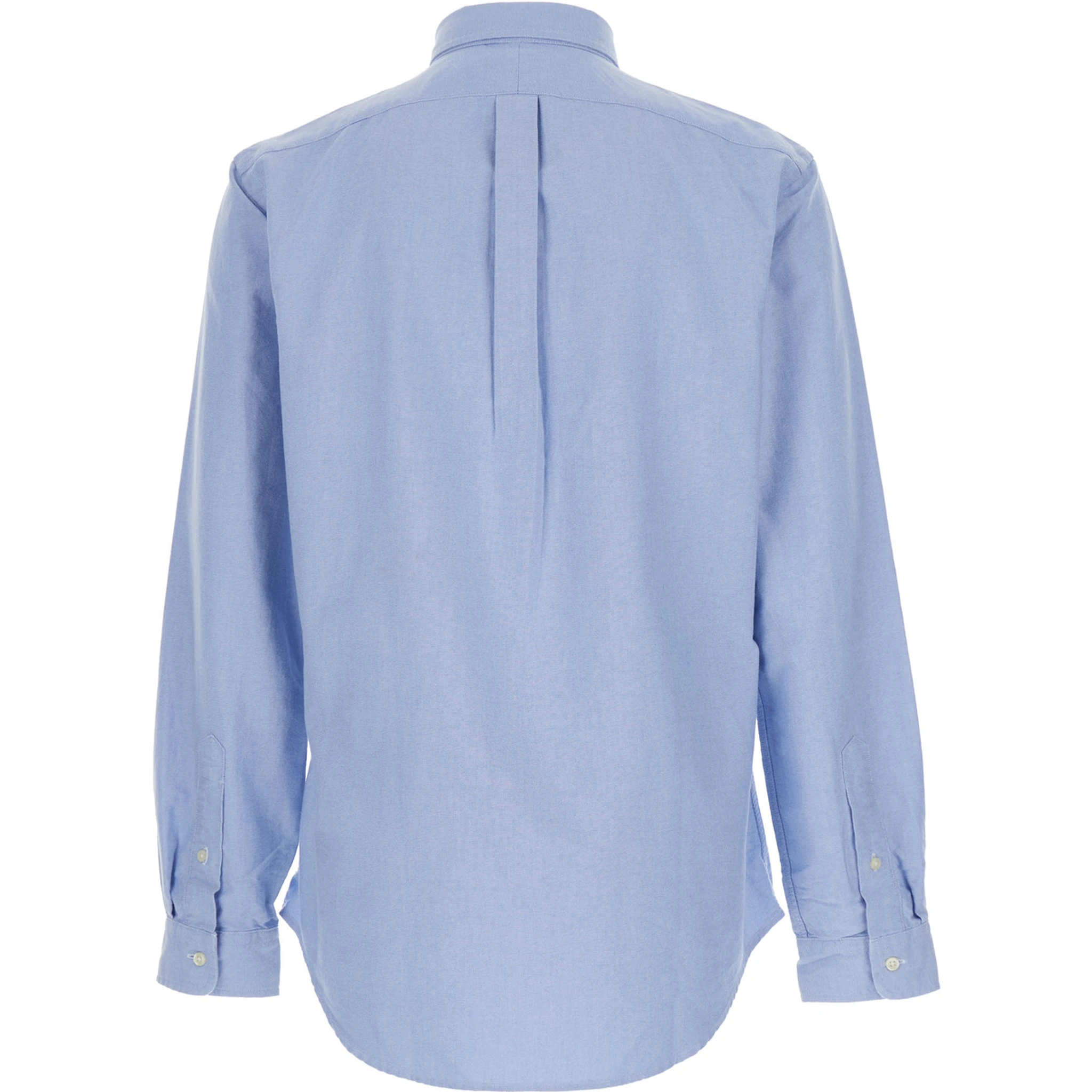 Slim Fit Oxford Light Blue Shirt with Button-Down Collar and Front Embroidery in Cotton Man