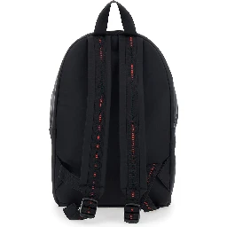 Black Backpack with Logo Lettering on the Front and Reflective Stripes on the Front in Fabric Boy