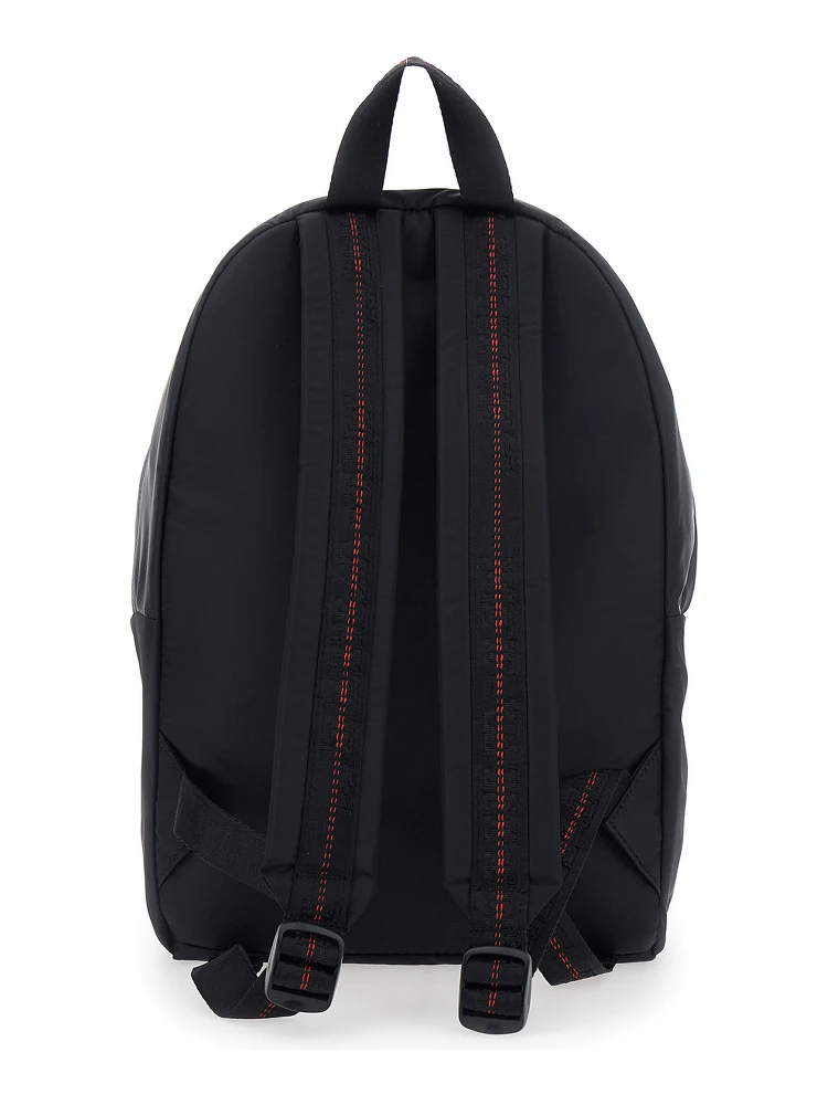 Black Backpack with Logo Lettering on the Front and Reflective Stripes on the Front in Fabric Boy alternative
