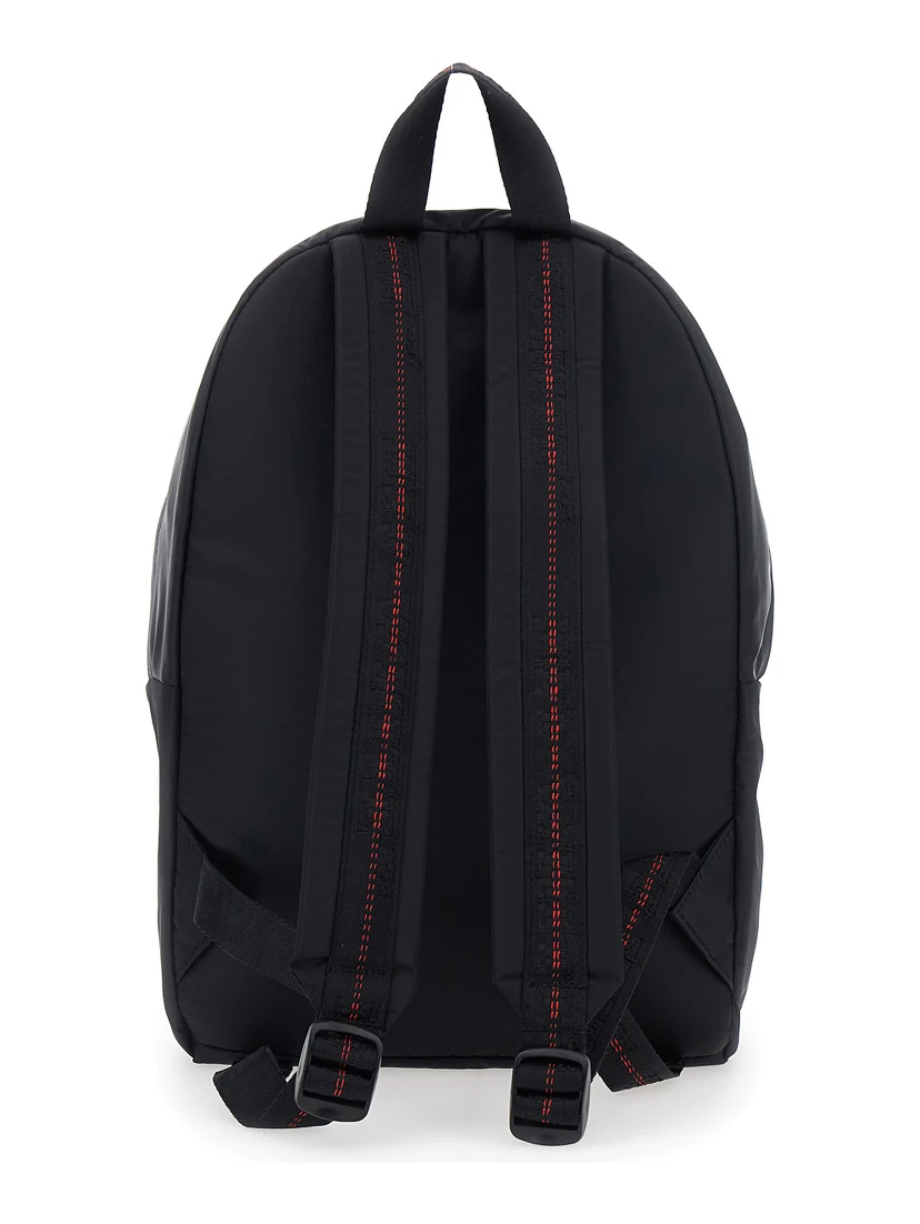 Black Backpack with Logo Lettering on the Front and Reflective Stripes on the Front in Fabric Boy