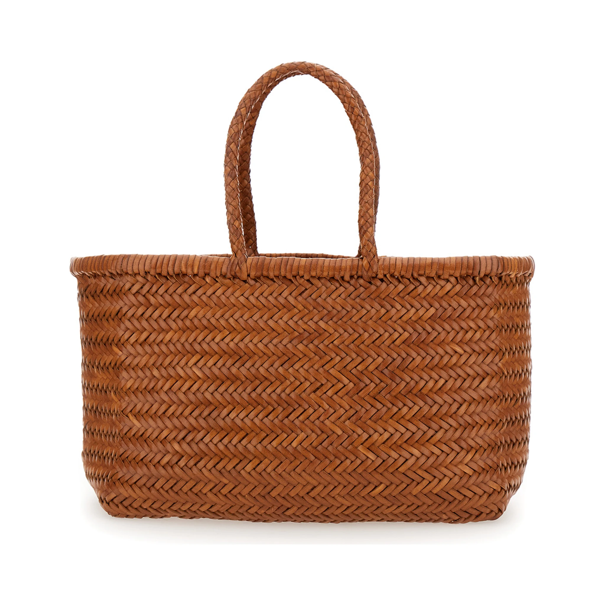 Bamboo Triple Jump Light Brown Tote Bag in Woven Leather Woman