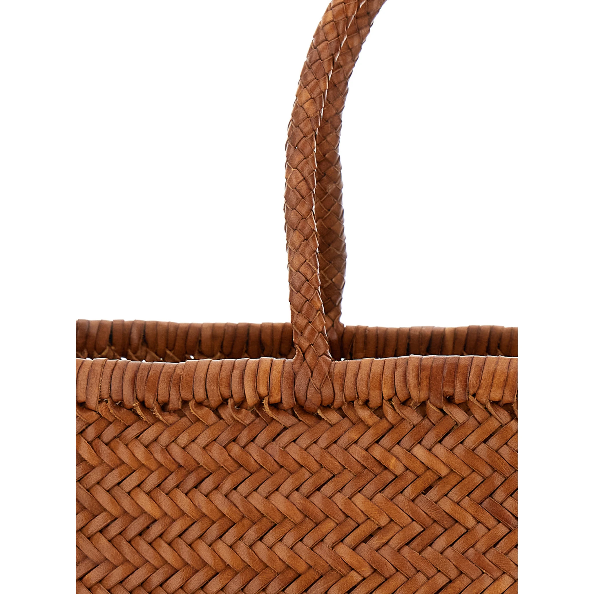 Bamboo Triple Jump Light Brown Tote Bag in Woven Leather Woman