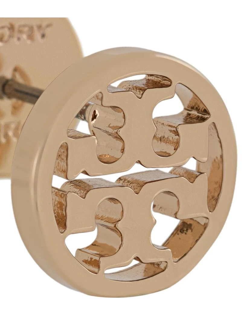 Gold-Colored Earrings with Logo in Brass Woman