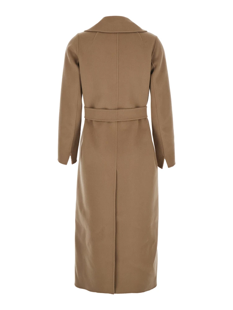 Poldo Brown Belted Coat with Wide Notched Revers in Wool Woman alternative