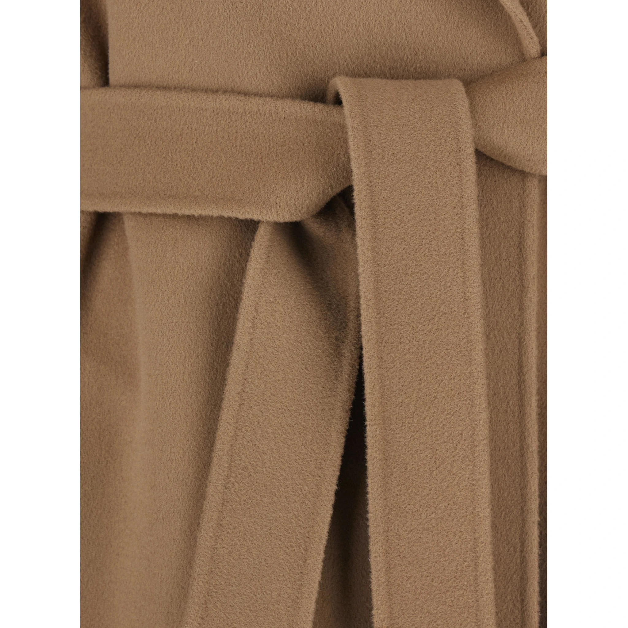 Poldo Brown Belted Coat with Wide Notched Revers in Wool Woman