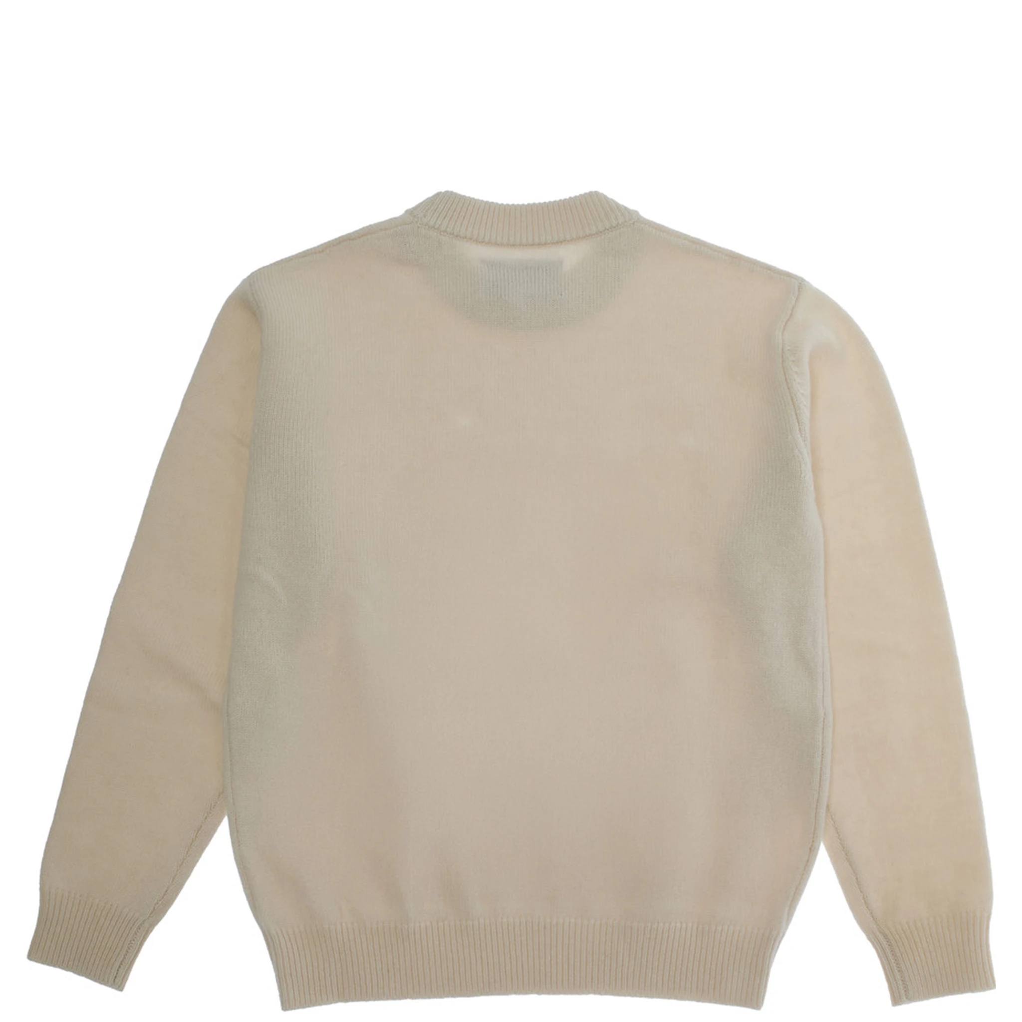 White Crewneck Sweater with Heart Embroidery on the Front and Logo Lettering on the Front in Wool Girl