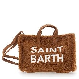 Brown Handbag with Adjustable and Removable Shoulder Strap and Logo Lettering on the Front in Faux Fur Girl