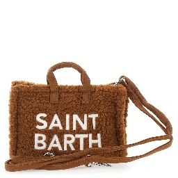 Brown Handbag with Adjustable and Removable Shoulder Strap and Logo Lettering on the Front in Faux Fur Girl