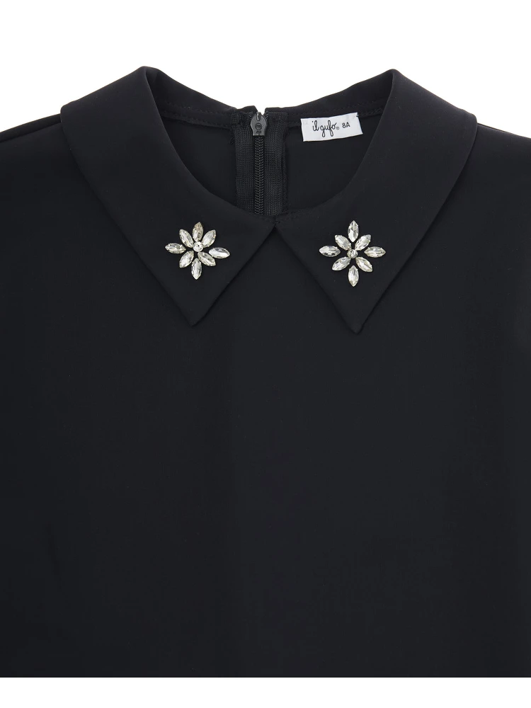 Black Suit with Beaded Collar in Tech Fabric Stretch Girl alternative