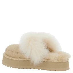 Chalet Beige Ankle Boots with Fur Design in Suede Woman