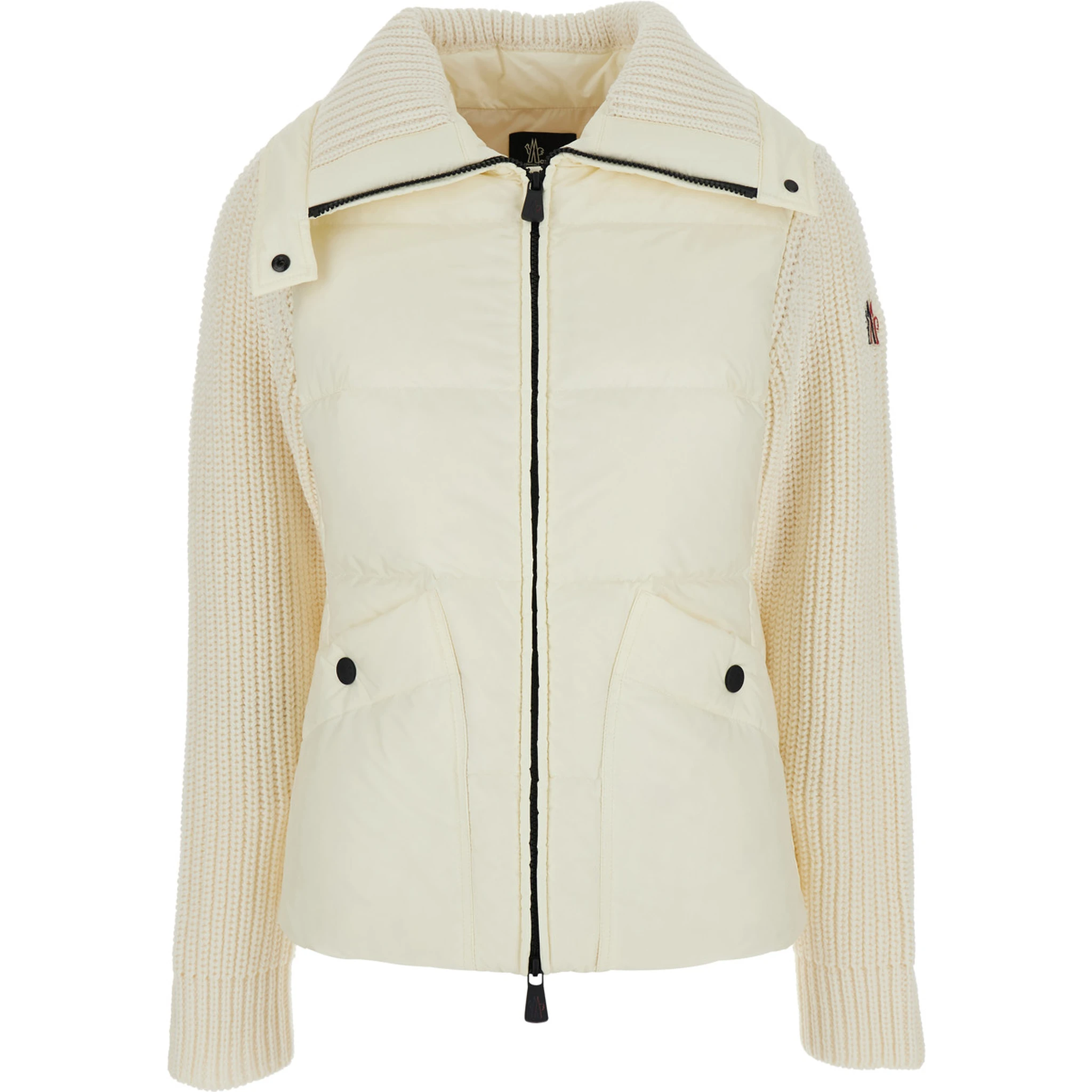 White Jacket with Logo Patch on the Sleeve in Tech Fabric Woman