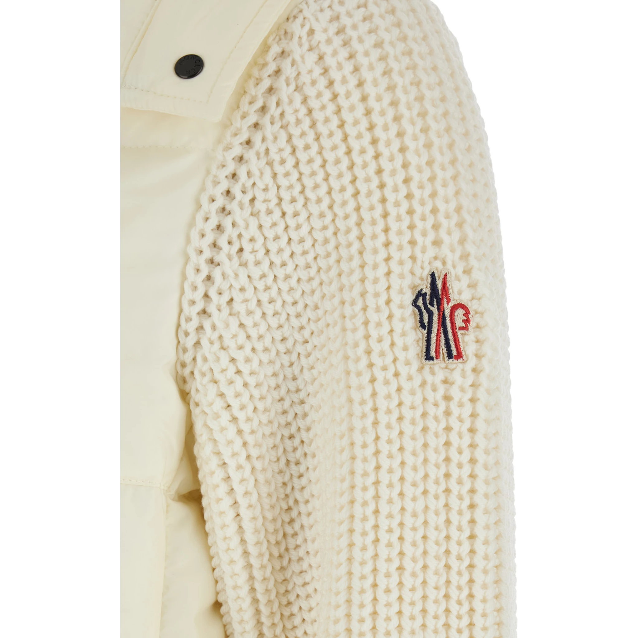 White Jacket with Logo Patch on the Sleeve in Tech Fabric Woman